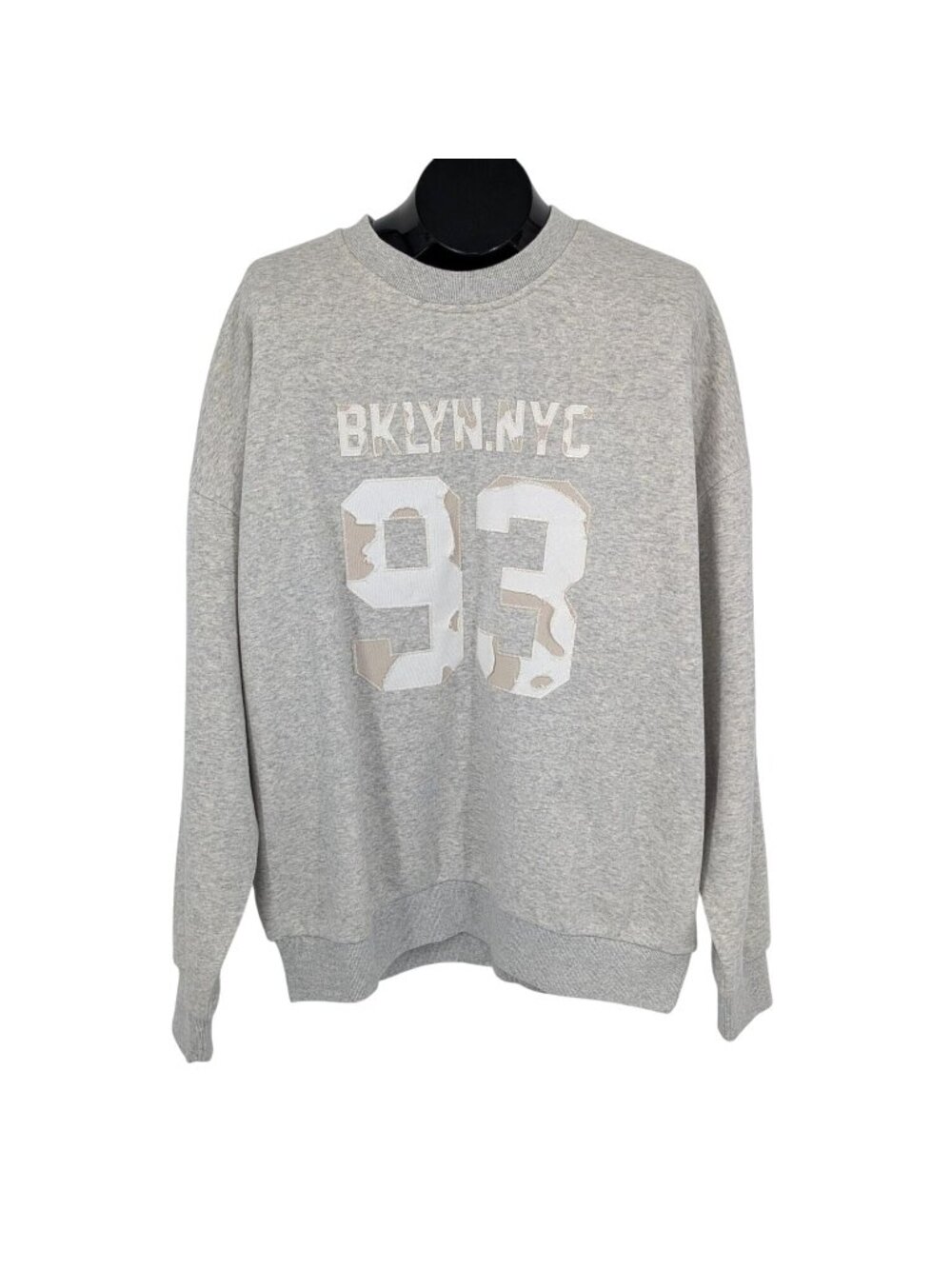 BKLYN NYC 93 Crewneck Sweatshirt‎ Varsity Streetwear Distressed Pullover Medium